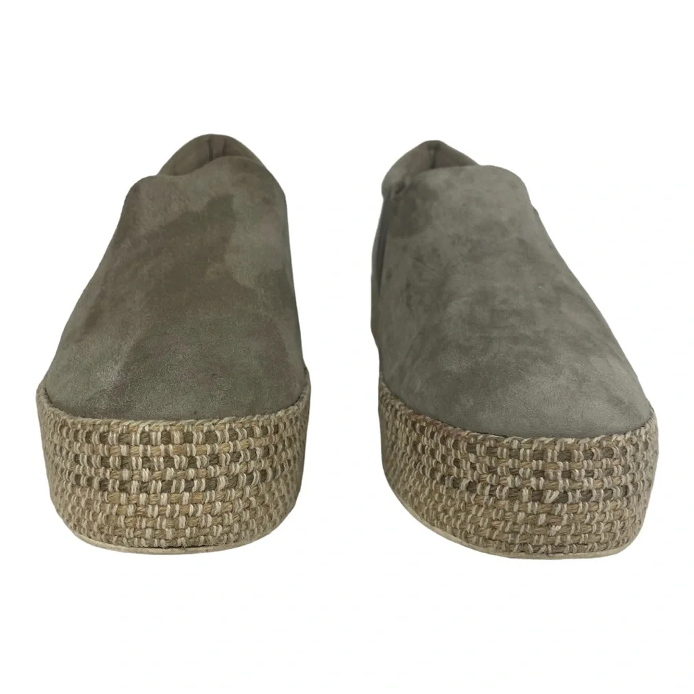 Vince Espadrille Platform Slip-on Sneakers Gray Suede Size 7.5‎ / 37.5